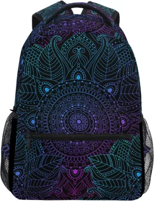 ALAZA Art Arabesque Mandala Boho Ethnic Bohemian Large Backpack Personalized Laptop iPad Tablet Travel School Bag with Multiple Pockets
