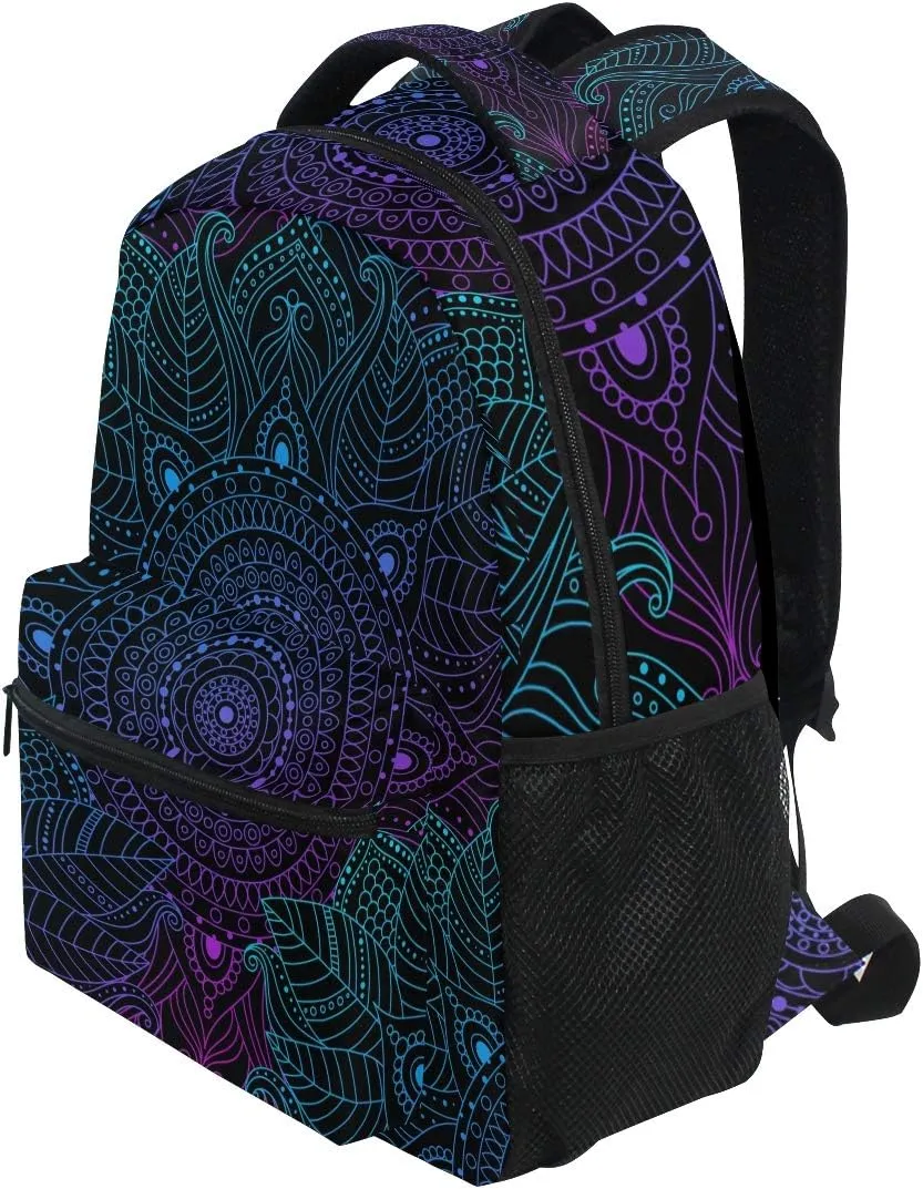 ALAZA Art Arabesque Mandala Boho Ethnic Bohemian Large Backpack Personalized Laptop iPad Tablet Travel School Bag with Multiple Pockets