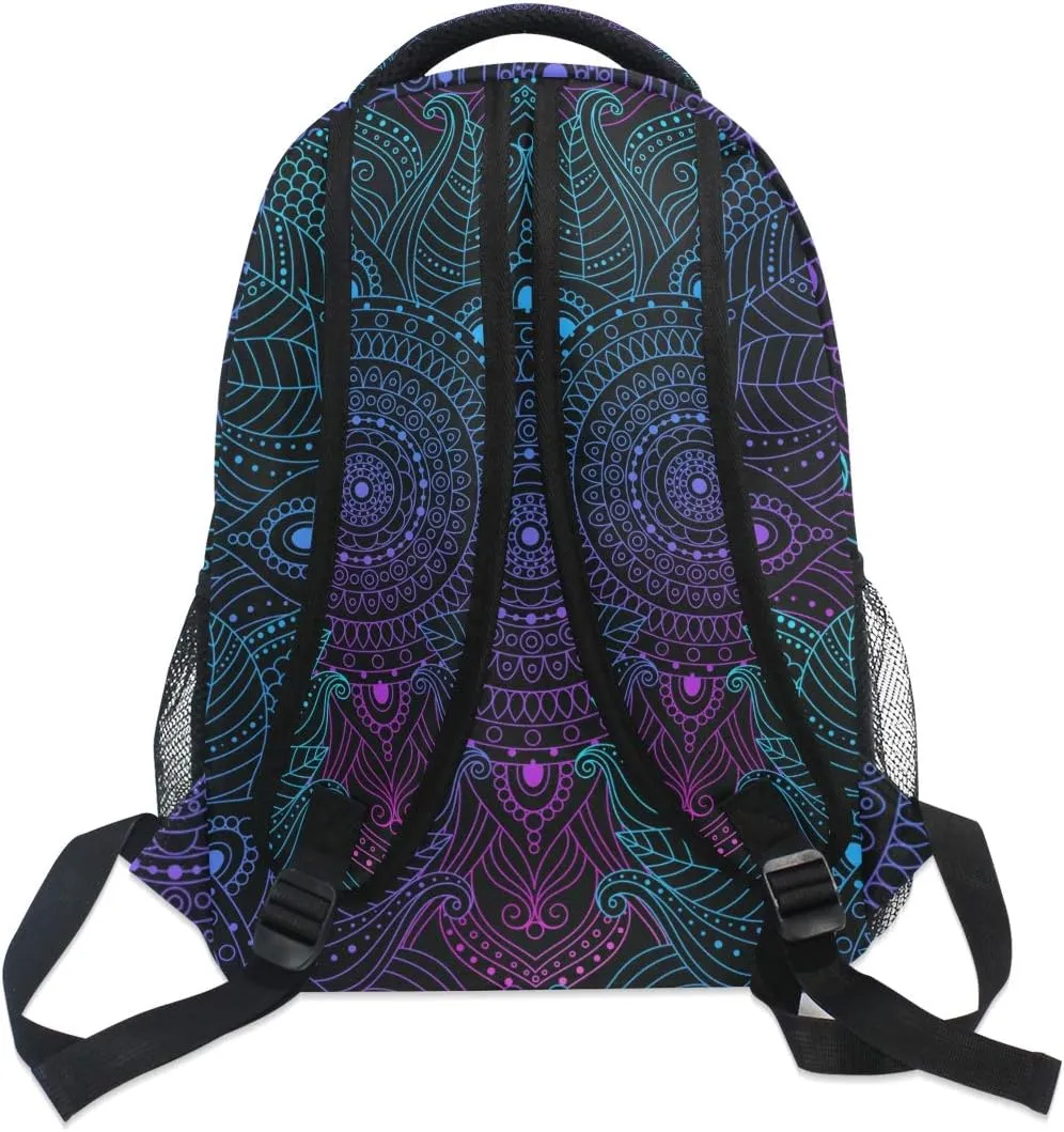 ALAZA Art Arabesque Mandala Boho Ethnic Bohemian Large Backpack Personalized Laptop iPad Tablet Travel School Bag with Multiple Pockets
