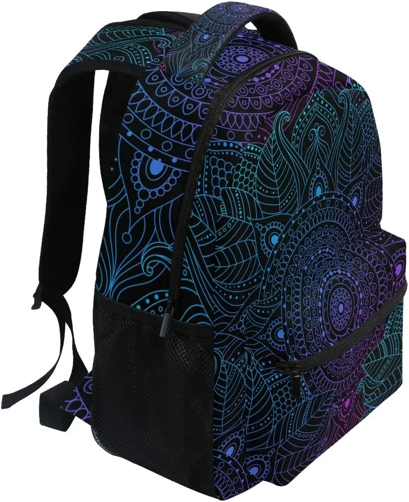 ALAZA Art Arabesque Mandala Boho Ethnic Bohemian Large Backpack Personalized Laptop iPad Tablet Travel School Bag with Multiple Pockets