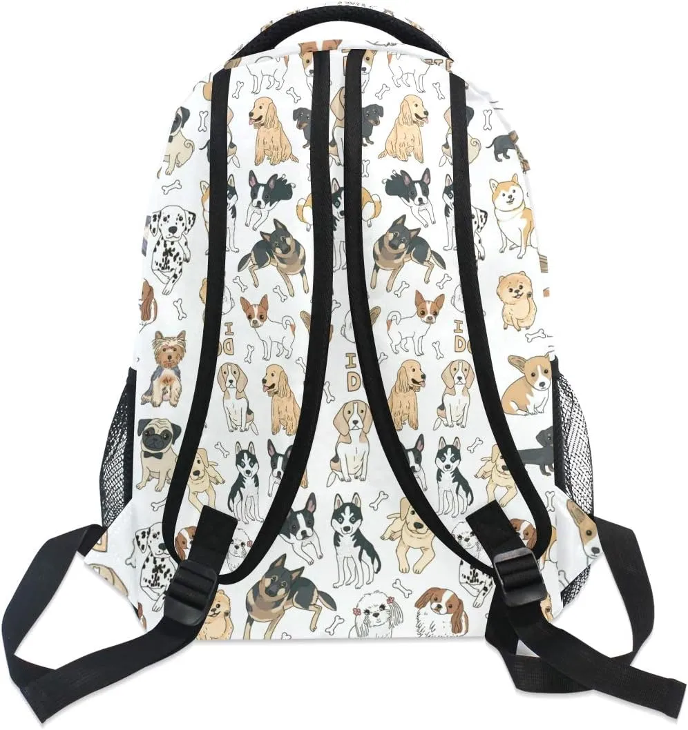 ALAZA Cute Doodle Dog Print Animal Large Backpack for Kids Boys Girls School Student Personalized Laptop iPad Tablet Travel School Bag with Multiple Pockets