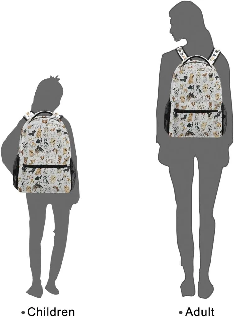 ALAZA Cute Doodle Dog Print Animal Large Backpack for Kids Boys Girls School Student Personalized Laptop iPad Tablet Travel School Bag with Multiple Pockets
