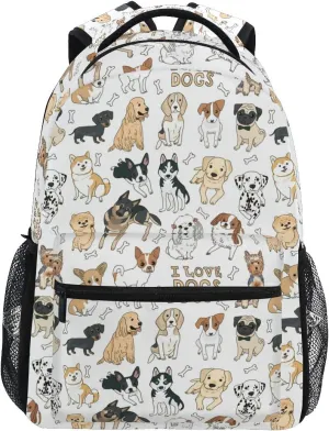 ALAZA Cute Doodle Dog Print Animal Large Backpack for Kids Boys Girls School Student Personalized Laptop iPad Tablet Travel School Bag with Multiple Pockets