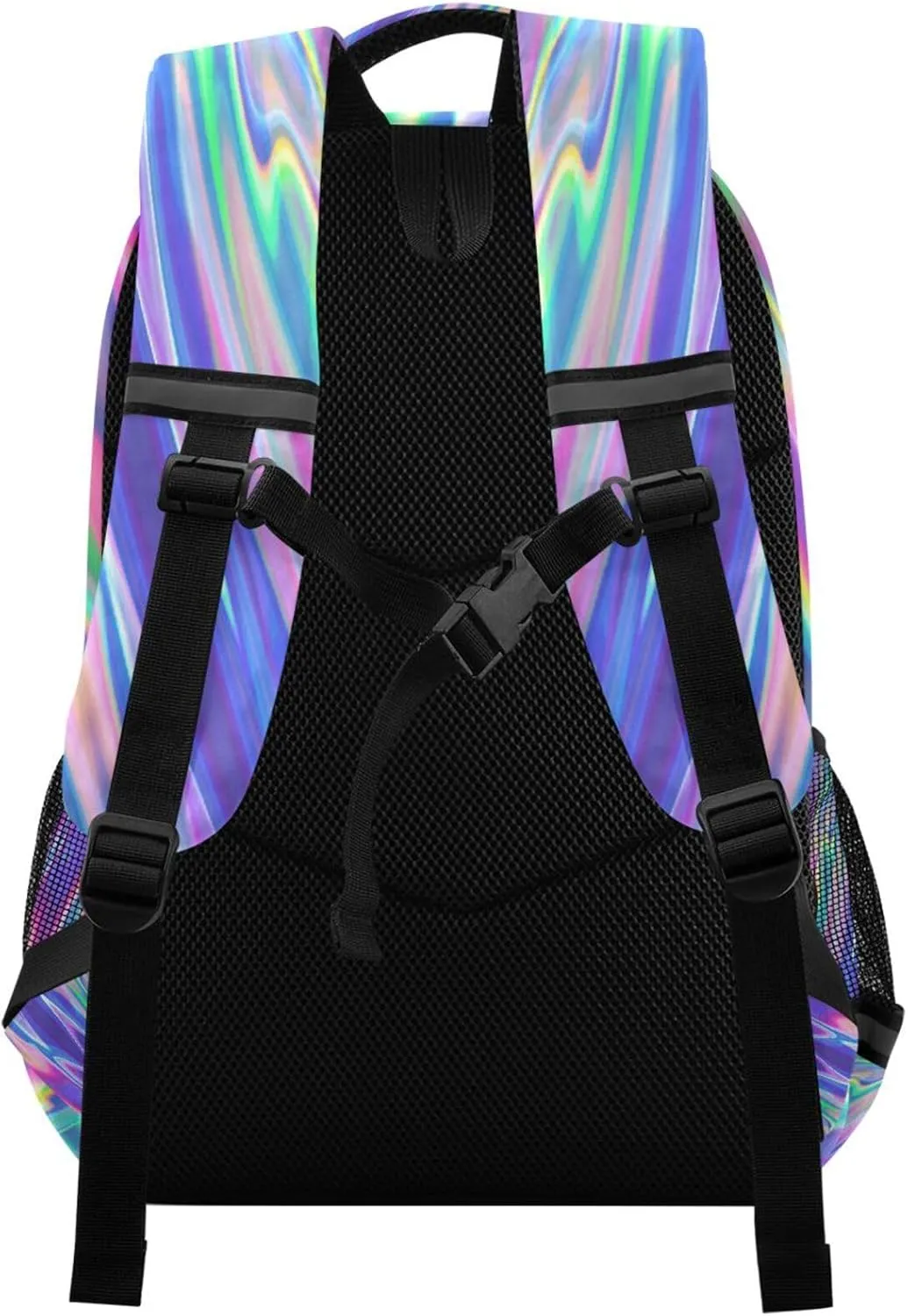 ALAZA Rainbow Holographic Swirl Tie Dye Backpack for Students Boys Girls School Bag Travel Daypack