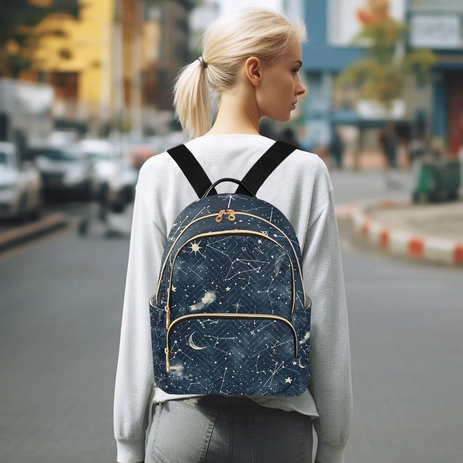 ALAZA Space Galaxy Constellation Cloud Mini Backpack Purse for Women Travel Bag Lightweight Shoulder Bag Fashion Daypack