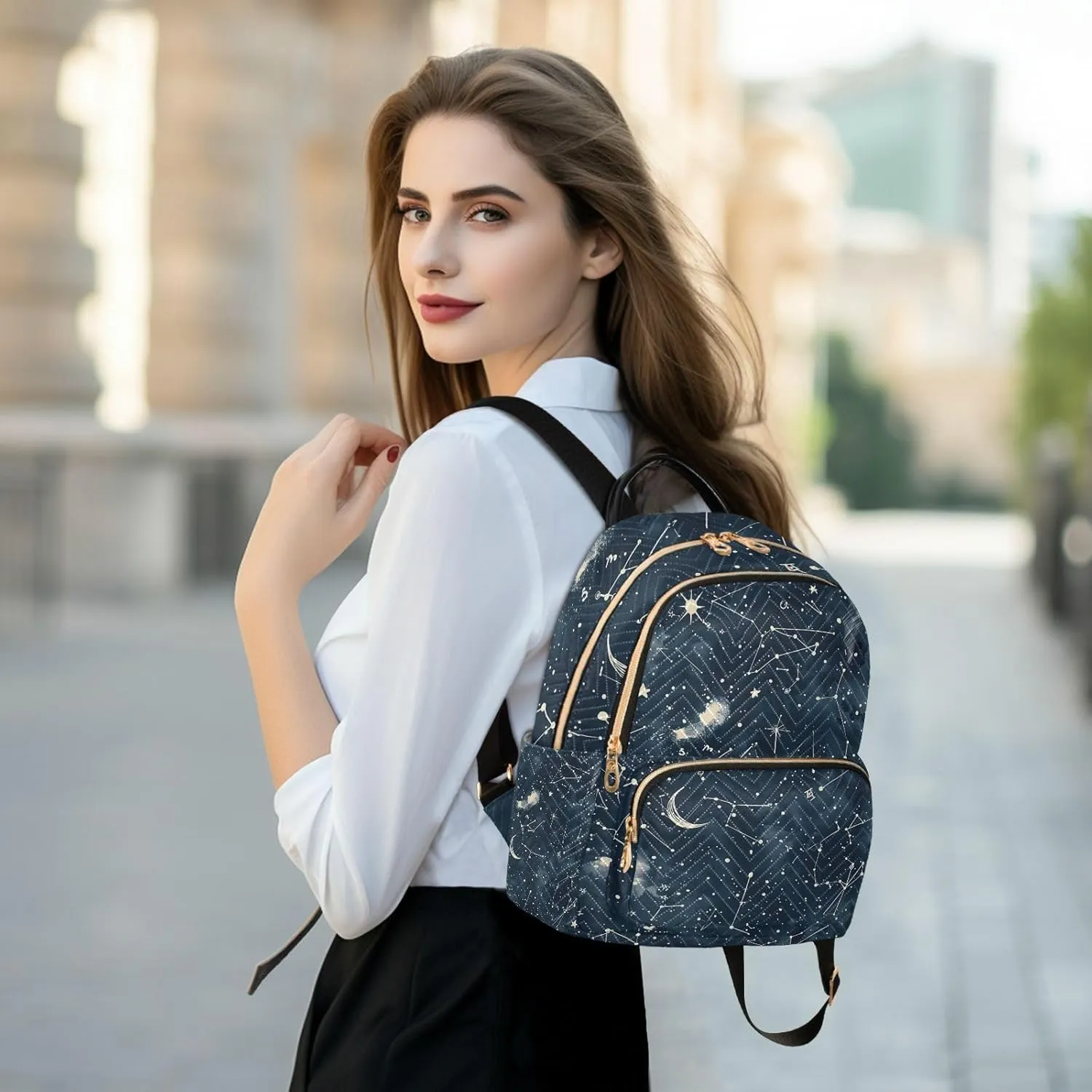 ALAZA Space Galaxy Constellation Cloud Mini Backpack Purse for Women Travel Bag Lightweight Shoulder Bag Fashion Daypack