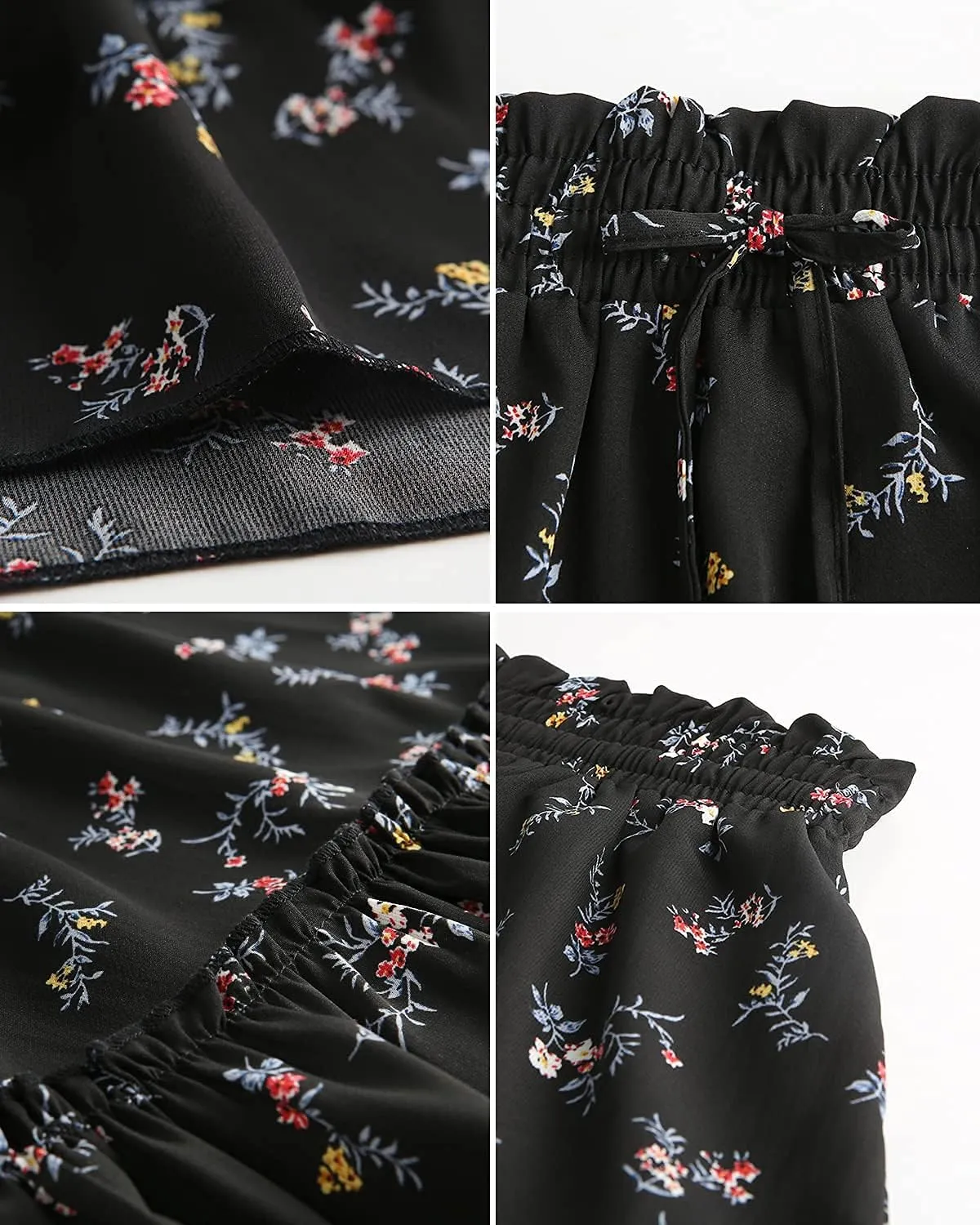 Alelly Women's Summer Cute High Waist Ruffle Skirt Floral Print Swing Beach Mini Skirt