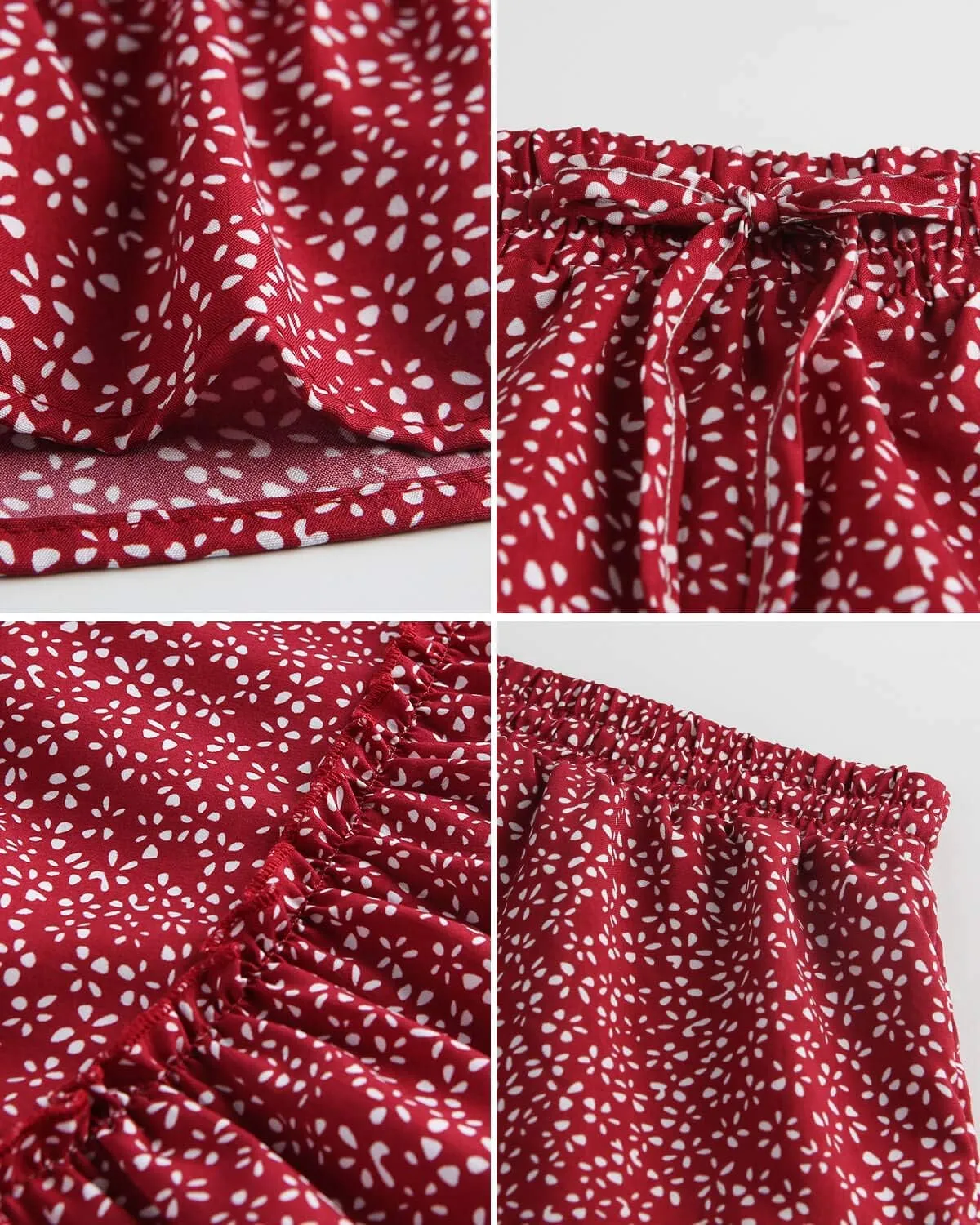 Alelly Women's Summer Cute High Waist Ruffle Skirt Floral Print Swing Beach Mini Skirt