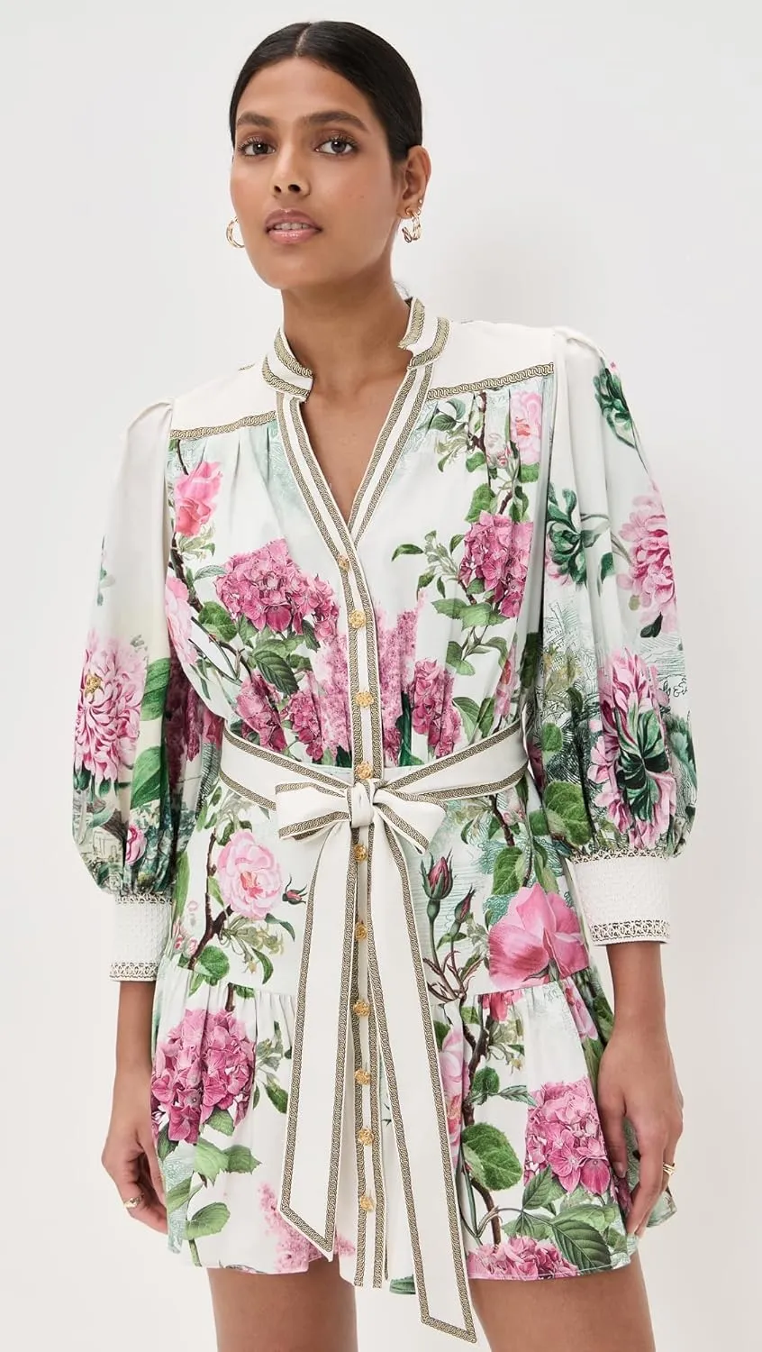alice   olivia Women's Cora Voluminous Tiered Mini Shirt Dress