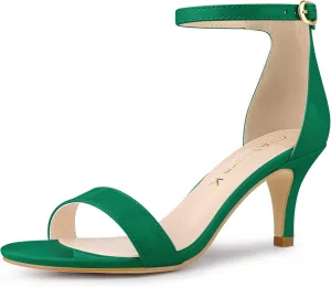 Allegra K Women's Ankle Strap Kitten Heeled Open Toe Stiletto Heels Sandals