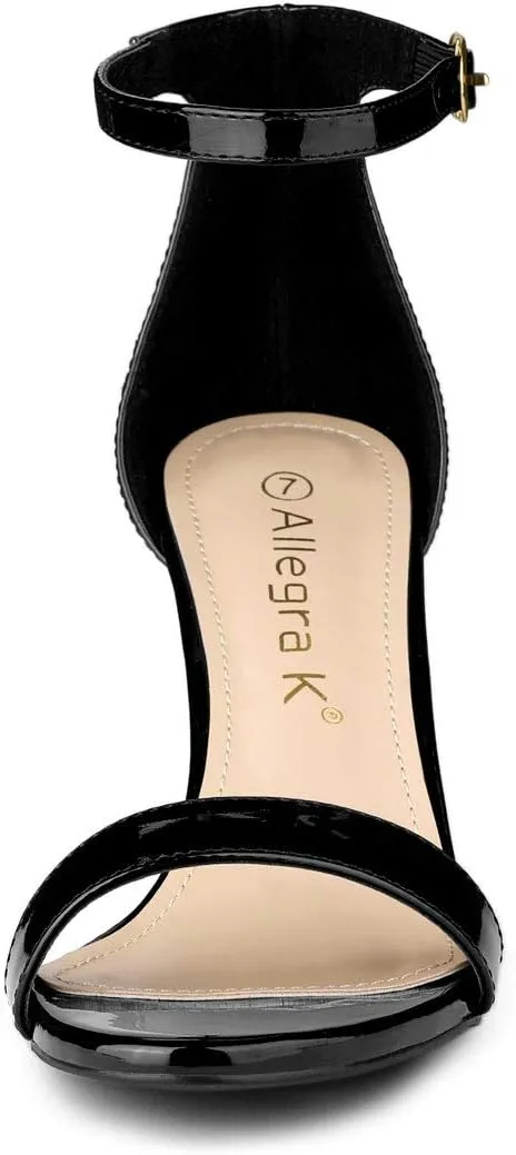 Allegra K Women's Ankle Strap Kitten Heeled Open Toe Stiletto Heels Sandals