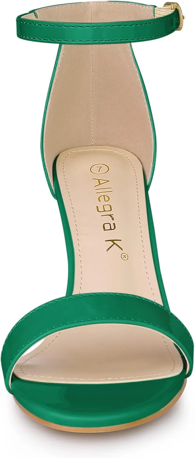 Allegra K Women's Ankle Strap Kitten Heeled Open Toe Stiletto Heels Sandals