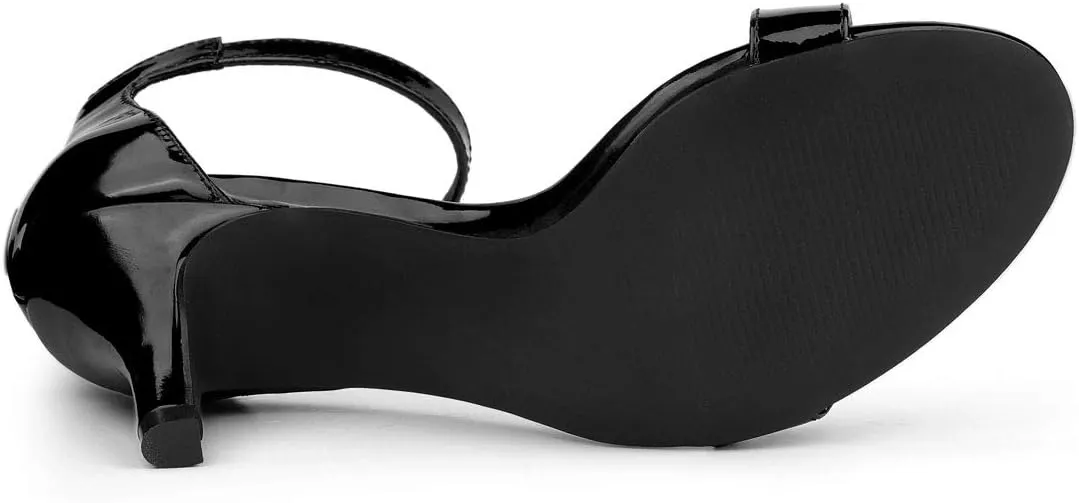 Allegra K Women's Ankle Strap Kitten Heeled Open Toe Stiletto Heels Sandals