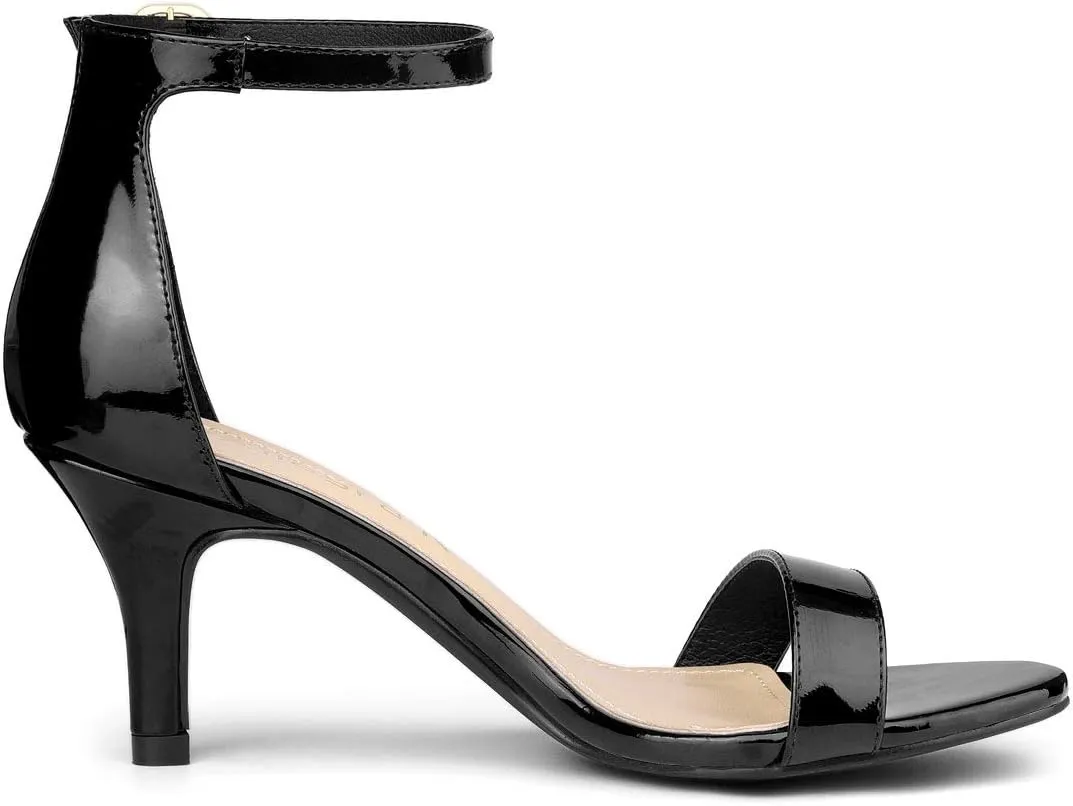 Allegra K Women's Ankle Strap Kitten Heeled Open Toe Stiletto Heels Sandals