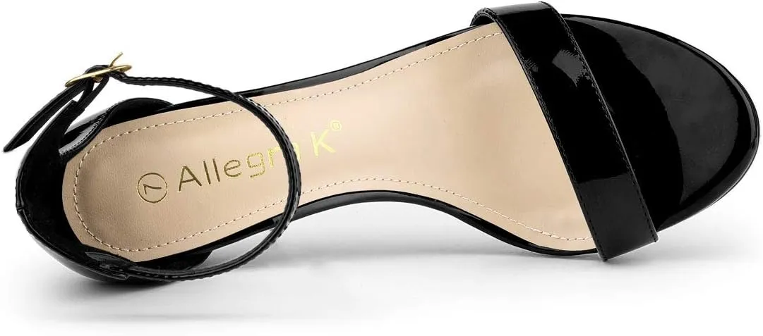 Allegra K Women's Ankle Strap Kitten Heeled Open Toe Stiletto Heels Sandals