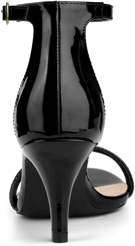 Allegra K Women's Ankle Strap Kitten Heeled Open Toe Stiletto Heels Sandals