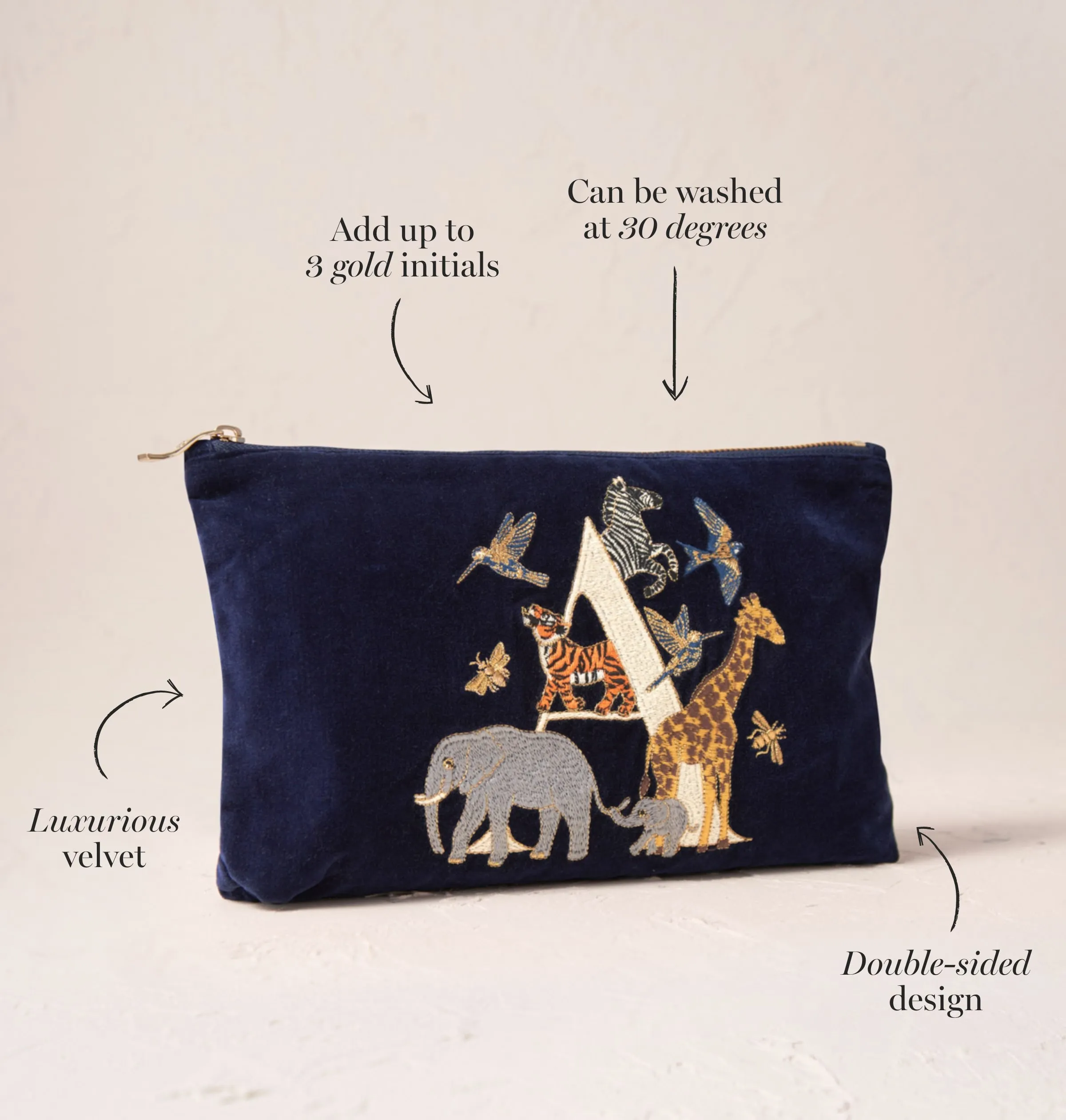 Alphabet Navy Everyday Pouch