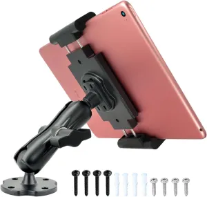 Aluminum Arm Heavy Duty Tablet Mount Drill Base - for 6.5"-12.9" Tablet iPad Pro/Mini, iPad Holder for Truck, Cars,Dashboard,Desk,Wall Mouning-Swivel with 1 inch/25mm Ball Joint