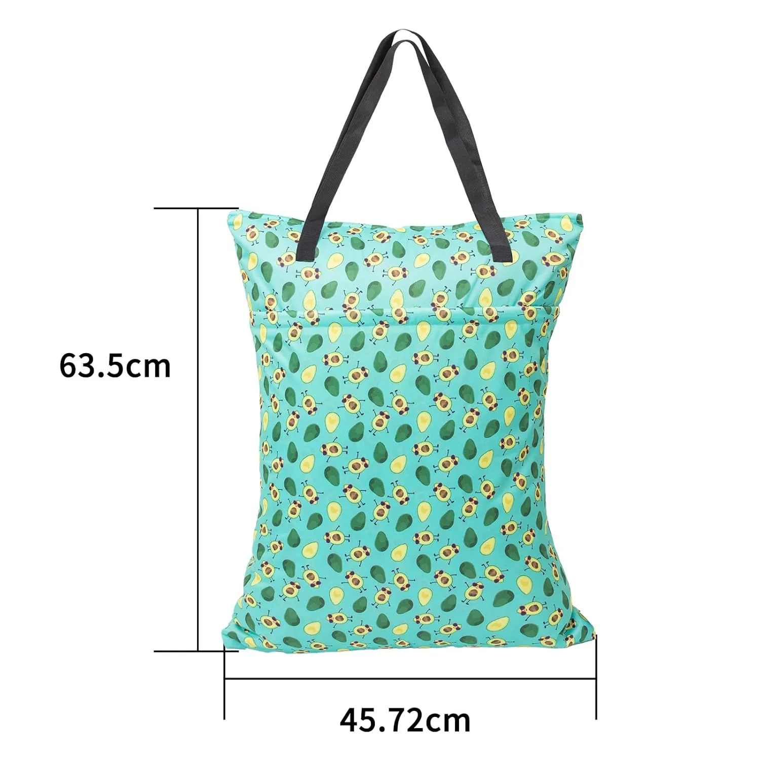 ALVABABY 2 Pack Large Wet Dry Bag Waterproof Hanging Cloth Diaper with Double Zippered Pockets 25x18 inches (Avocados and starfish)
