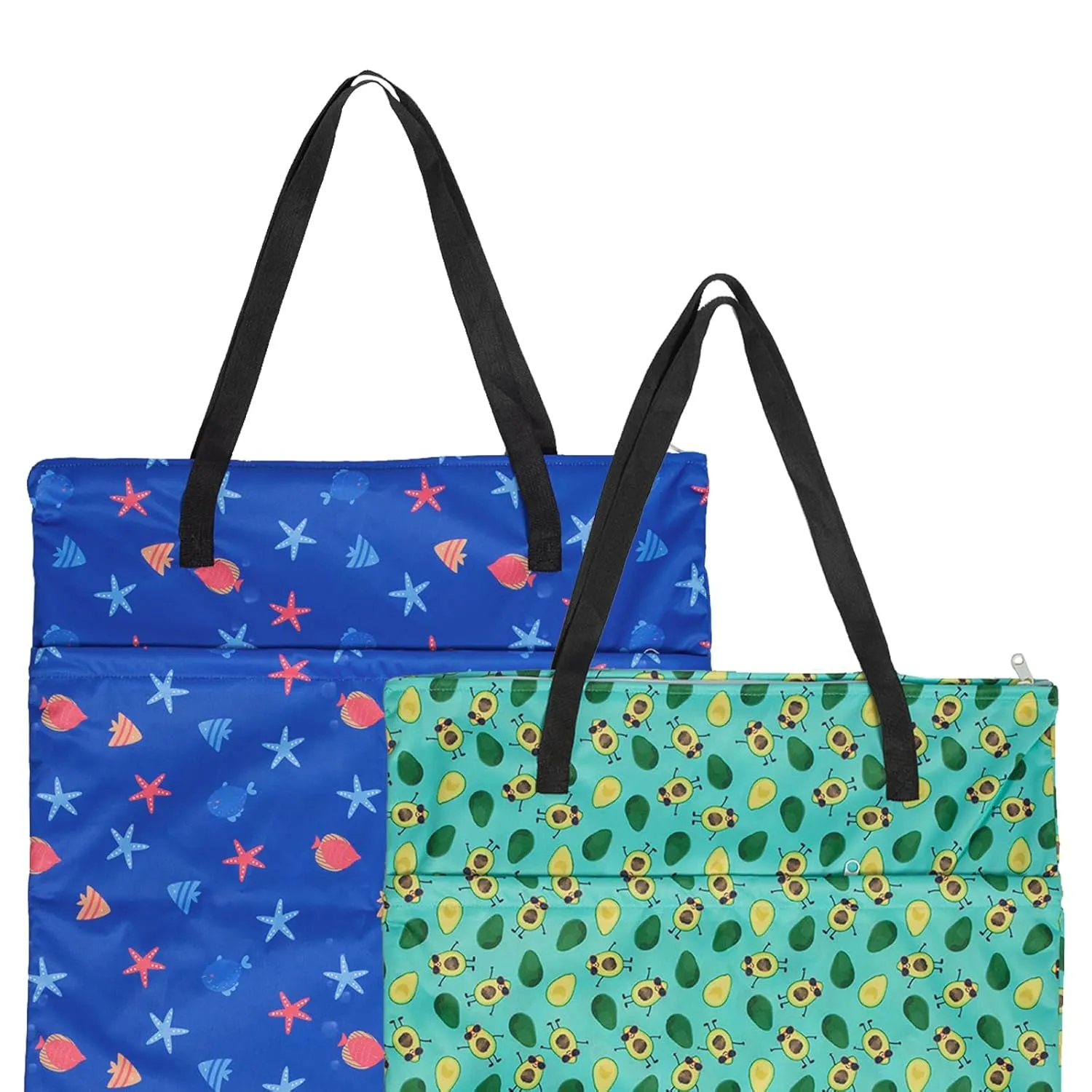 ALVABABY 2 Pack Large Wet Dry Bag Waterproof Hanging Cloth Diaper with Double Zippered Pockets 25x18 inches (Avocados and starfish)