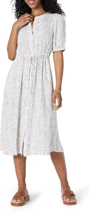 Amazon Essentials Women's Relaxed Fit Half-Sleeve Waisted Midi A-Line Dress