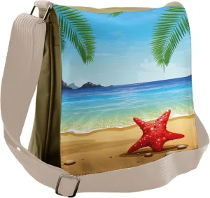 Ambesonne Beach Messenger Bag, Starfish Ornate Design, Unisex Cross-body