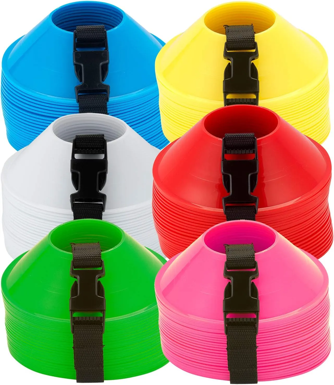 American Challenge - Agility Soccer Mini Disc Cones with Carry Strap, Sports Cones for Drills and Training Football, Basketball, Coaching, Practice Equipment