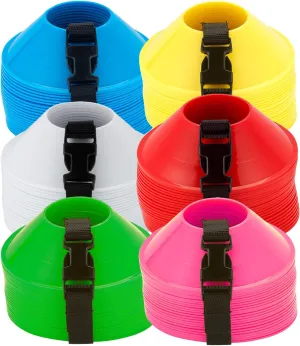 American Challenge - Agility Soccer Mini Disc Cones with Carry Strap, Sports Cones for Drills and Training Football, Basketball, Coaching, Practice Equipment