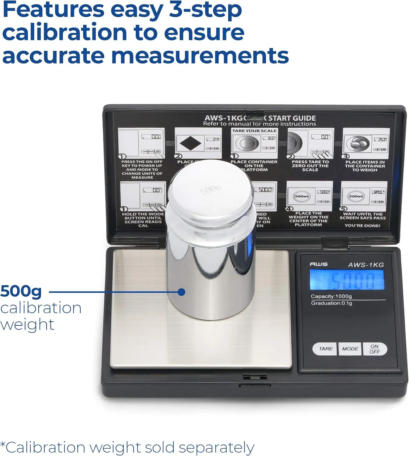American Weigh Scales Series Digital Pocket Weight Scale 600g x 0.1g |Digital Gram Scale Small Scale Mini Food Scale Jewelry Scale Ounces/Grains Scale, Easy to Carry (Black, 1000g x 0.1g)
