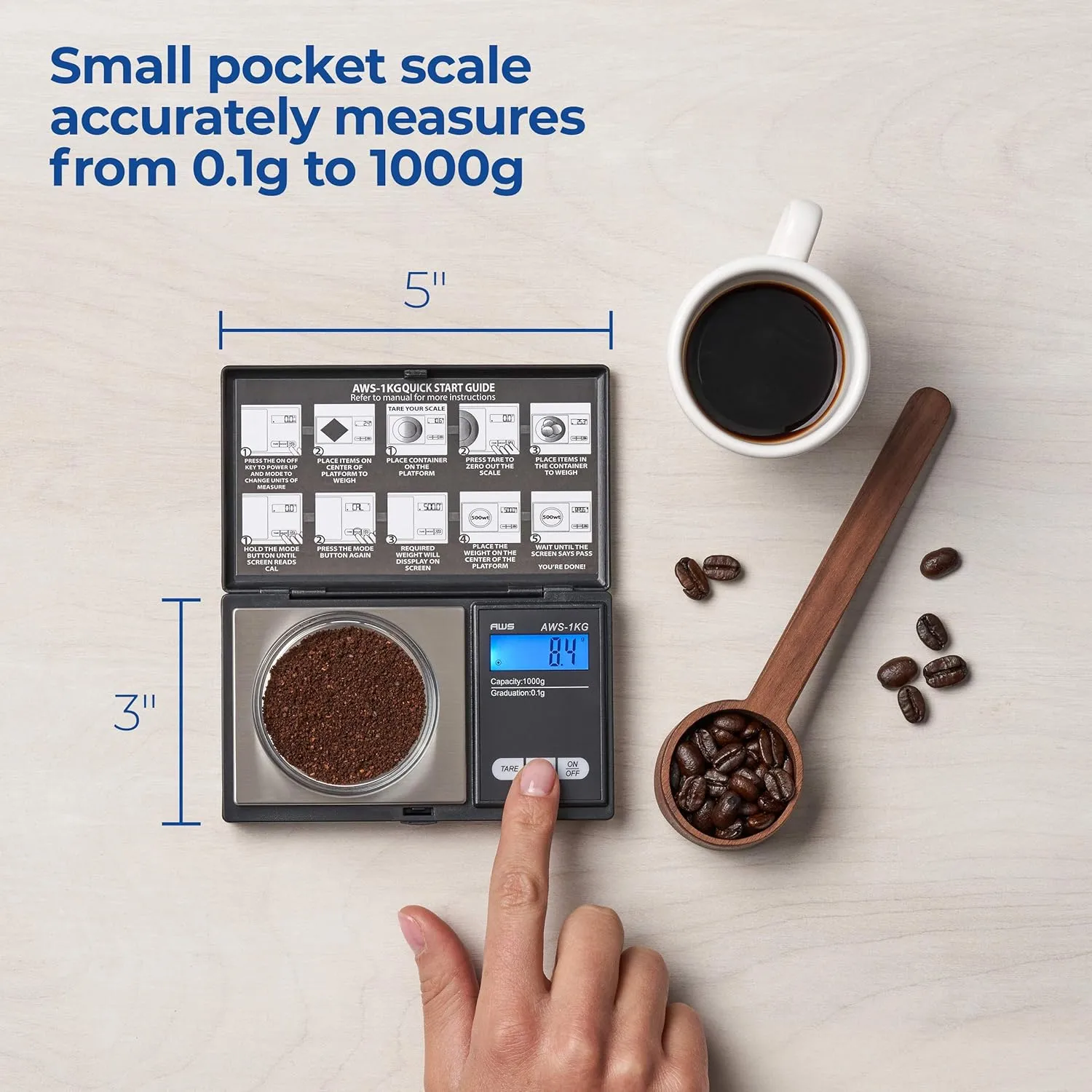 American Weigh Scales Series Digital Pocket Weight Scale 600g x 0.1g |Digital Gram Scale Small Scale Mini Food Scale Jewelry Scale Ounces/Grains Scale, Easy to Carry (Black, 1000g x 0.1g)