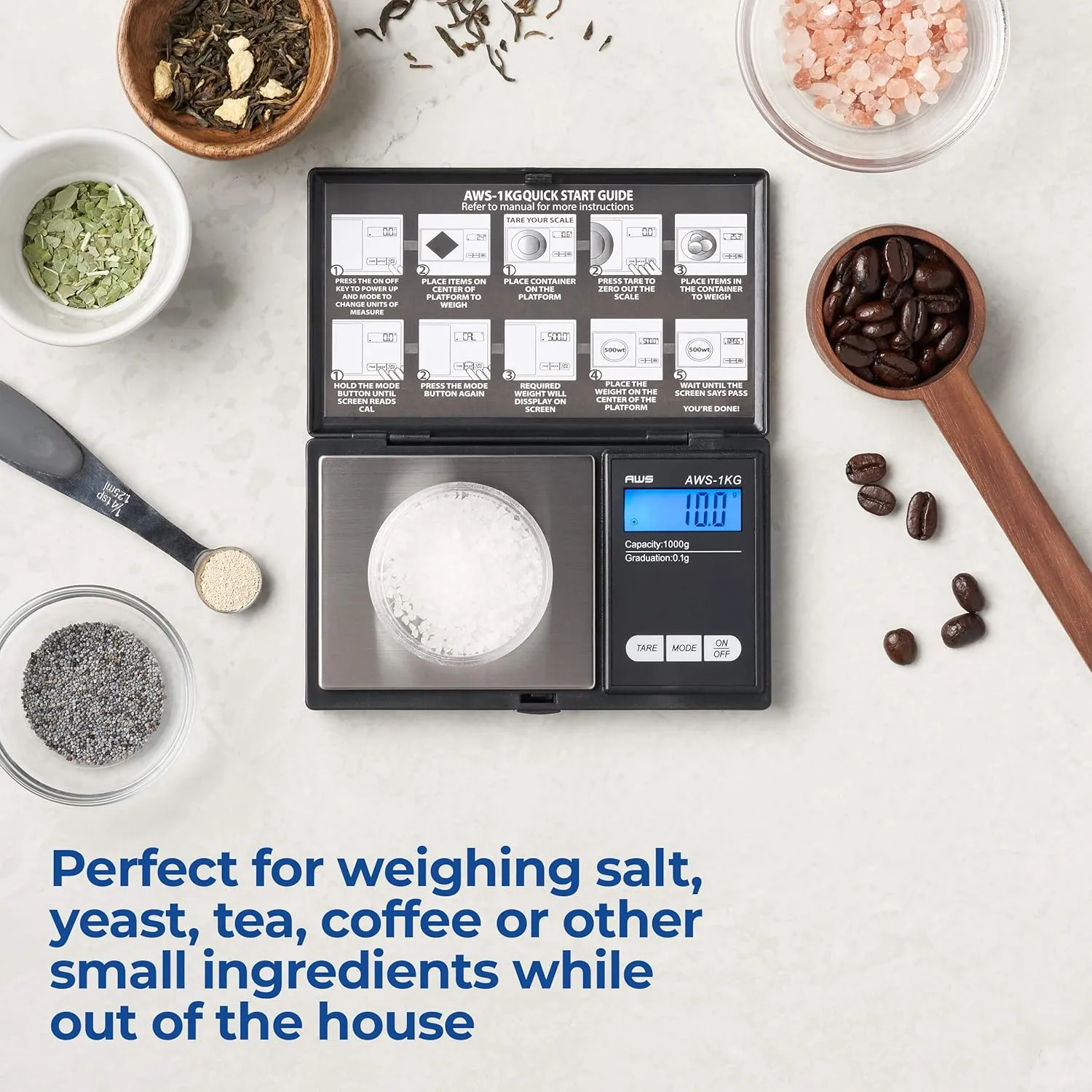American Weigh Scales Series Digital Pocket Weight Scale 600g x 0.1g |Digital Gram Scale Small Scale Mini Food Scale Jewelry Scale Ounces/Grains Scale, Easy to Carry (Black, 1000g x 0.1g)