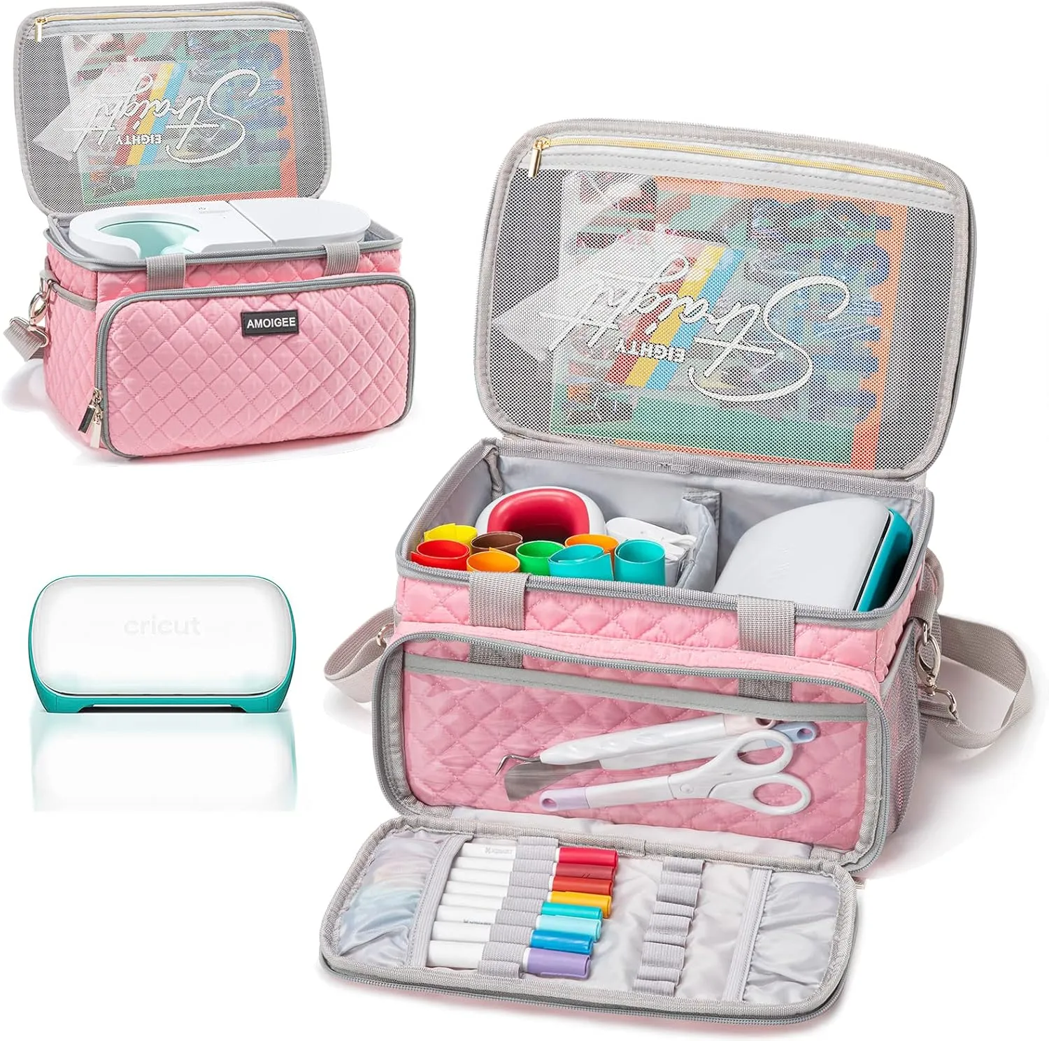 AMOIGEE Carrying Case for Cricut Joy Case, Carry Bag for Mug Press, Easy Press Mini, Storage Organizer for Cricut Joy Accessories and Tools.