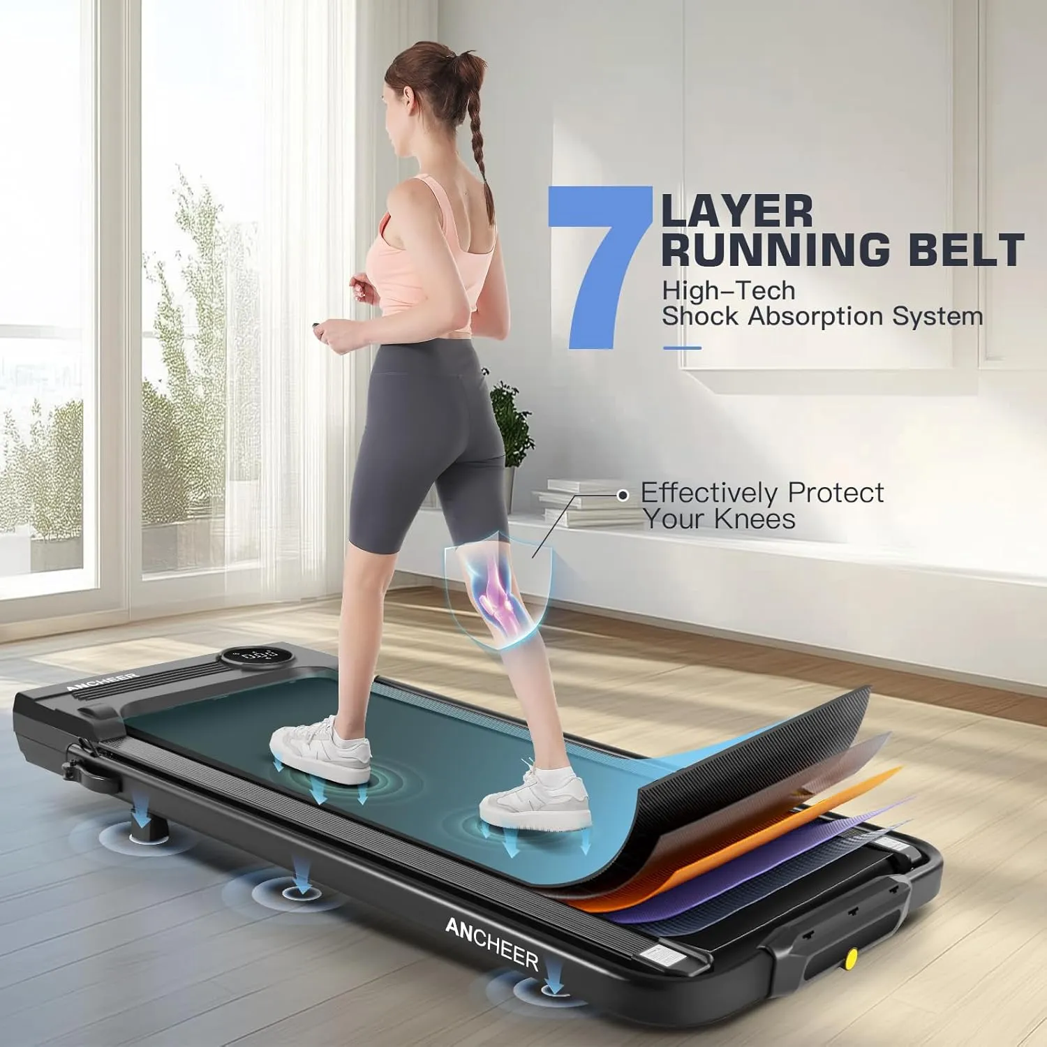 ANCHEER Walking Pad Treadmill with Incline and Handle Bar - Under Desk Treadmill 4 in 1 Folding Treadmills for Home Office/LED Display/Dual Control/12 Preset Programs