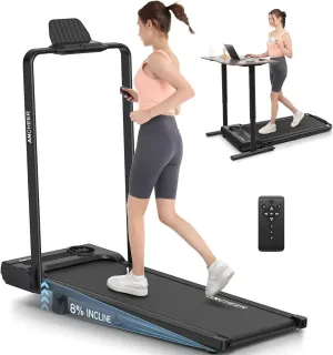 ANCHEER Walking Pad Treadmill with Incline and Handle Bar - Under Desk Treadmill 4 in 1 Folding Treadmills for Home Office/LED Display/Dual Control/12 Preset Programs