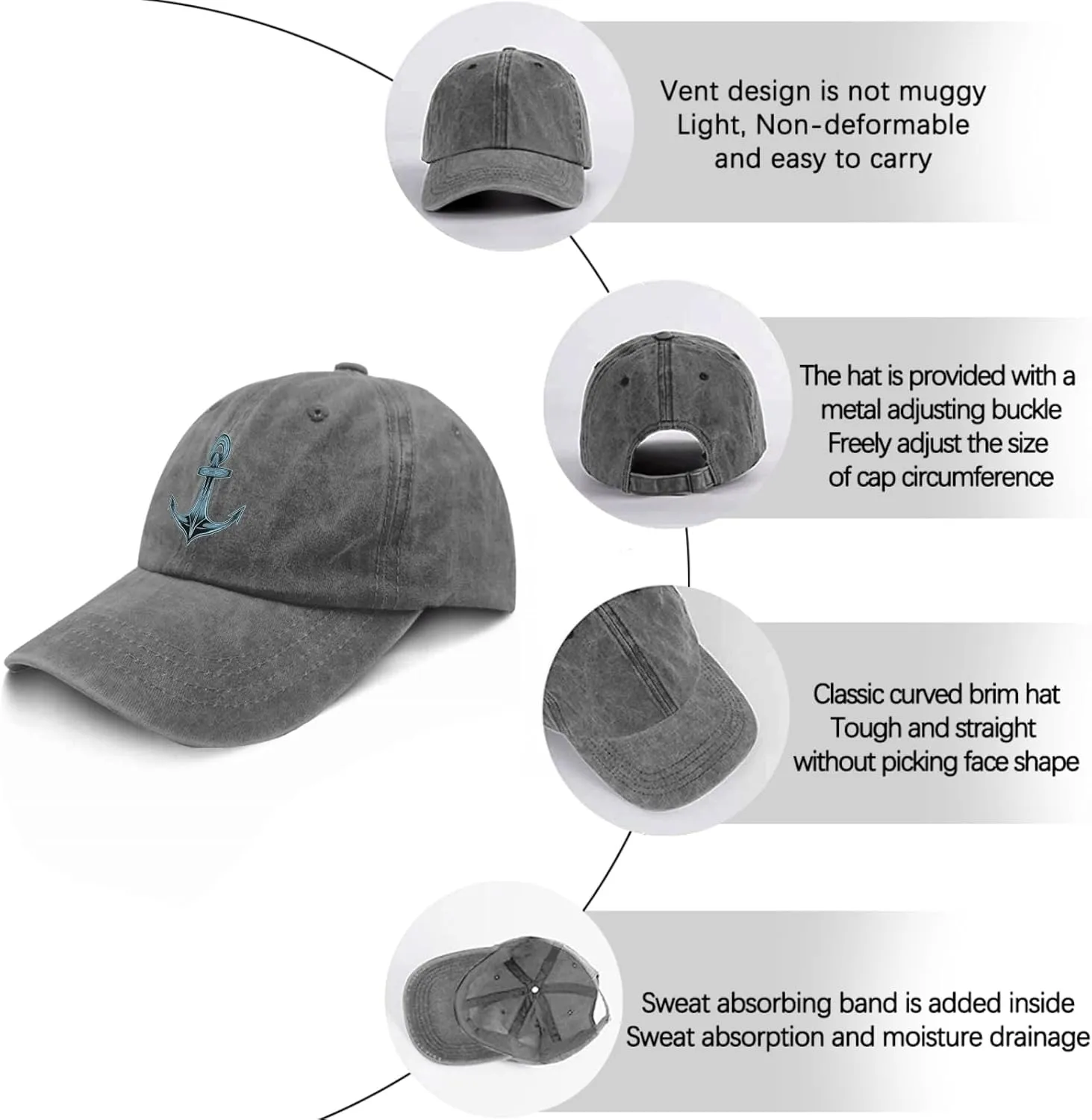 Anchor Ship with Skull Rose Flowe hat Mens Vintage Cotton Washed Baseball Caps Adjustable Dad Hat