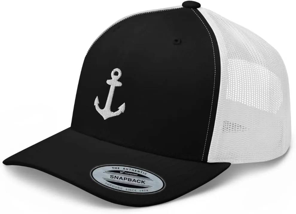 Anchor Trucker Hat Embroidered Captain Anchor Snapback Hat Baseball Cap for Men Women Adjuntable