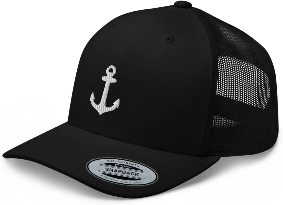 Anchor Trucker Hat Embroidered Captain Anchor Snapback Hat Baseball Cap for Men Women Adjuntable