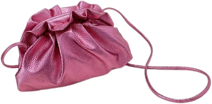 ANKOMINA Women Cloud-Shaped Dumpling Bag Fashion Ruched Crossbody Bag Cell Phone Clutch Purse Clip Shoulder Handbag