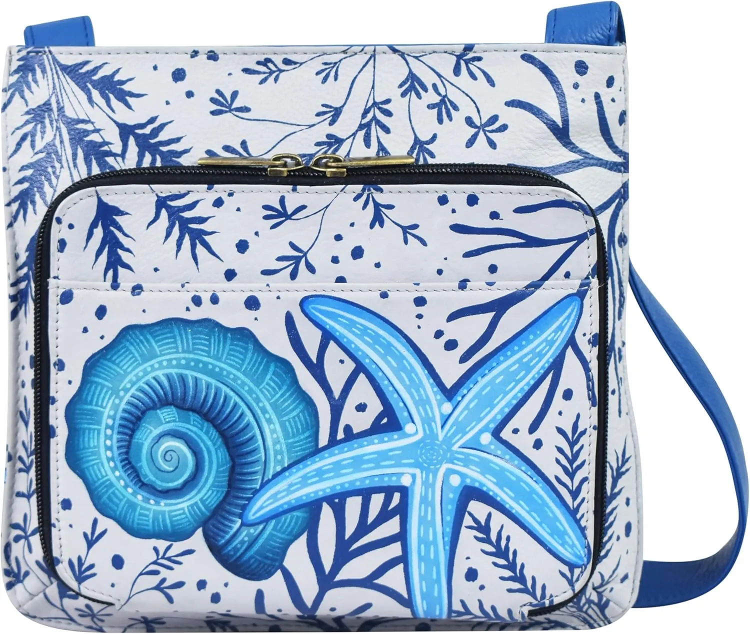 Anna by Anuschka Women's Genuine Leather Large Cross-Body Handbag | Zip-Top Multi-Compartment Organizer