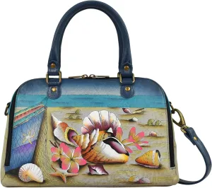 Anna by Anuschka Women's Hand-Painted Leather Wide Organizer Satchel