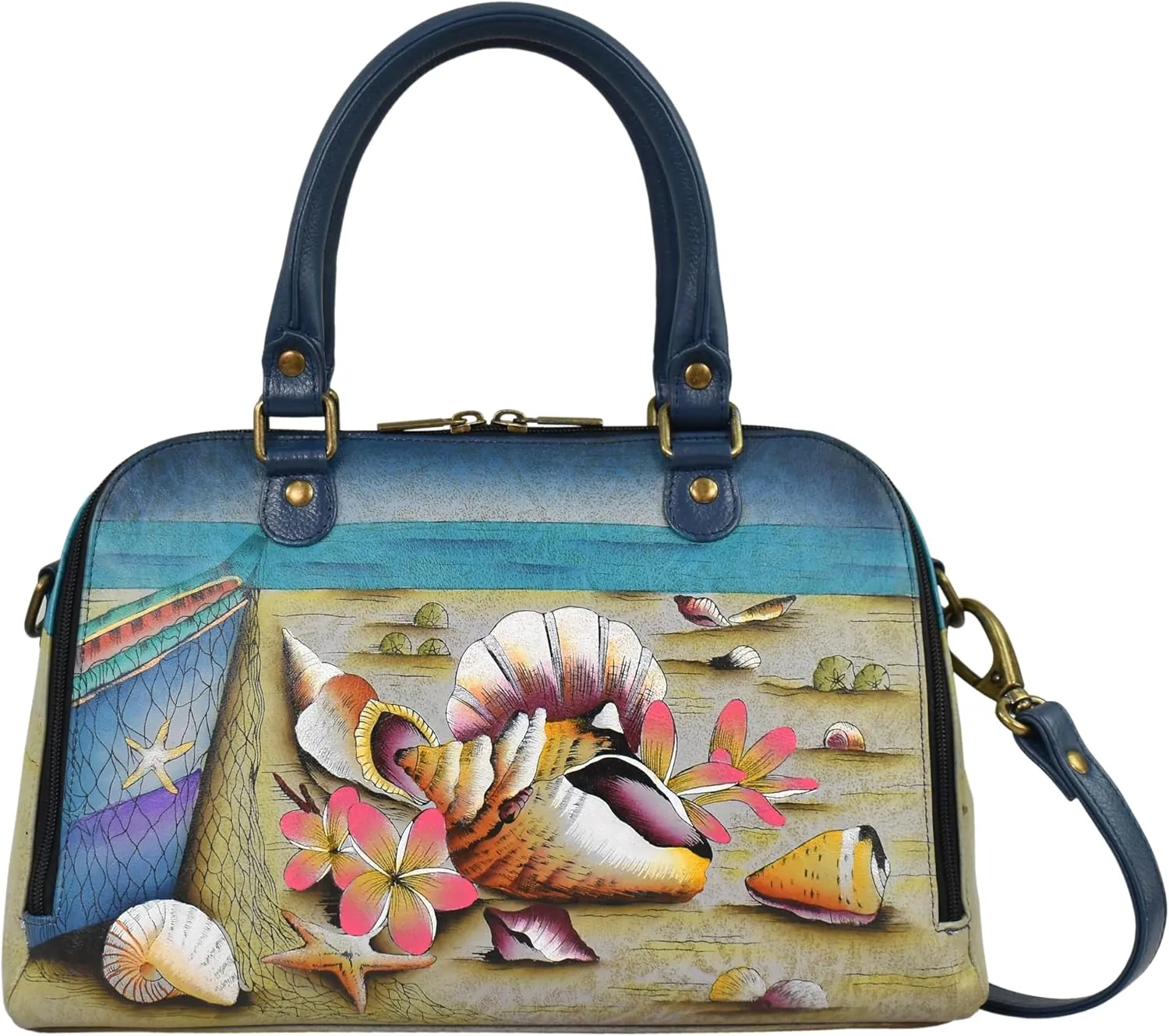 Anna by Anuschka Women's Hand-Painted Leather Wide Organizer Satchel