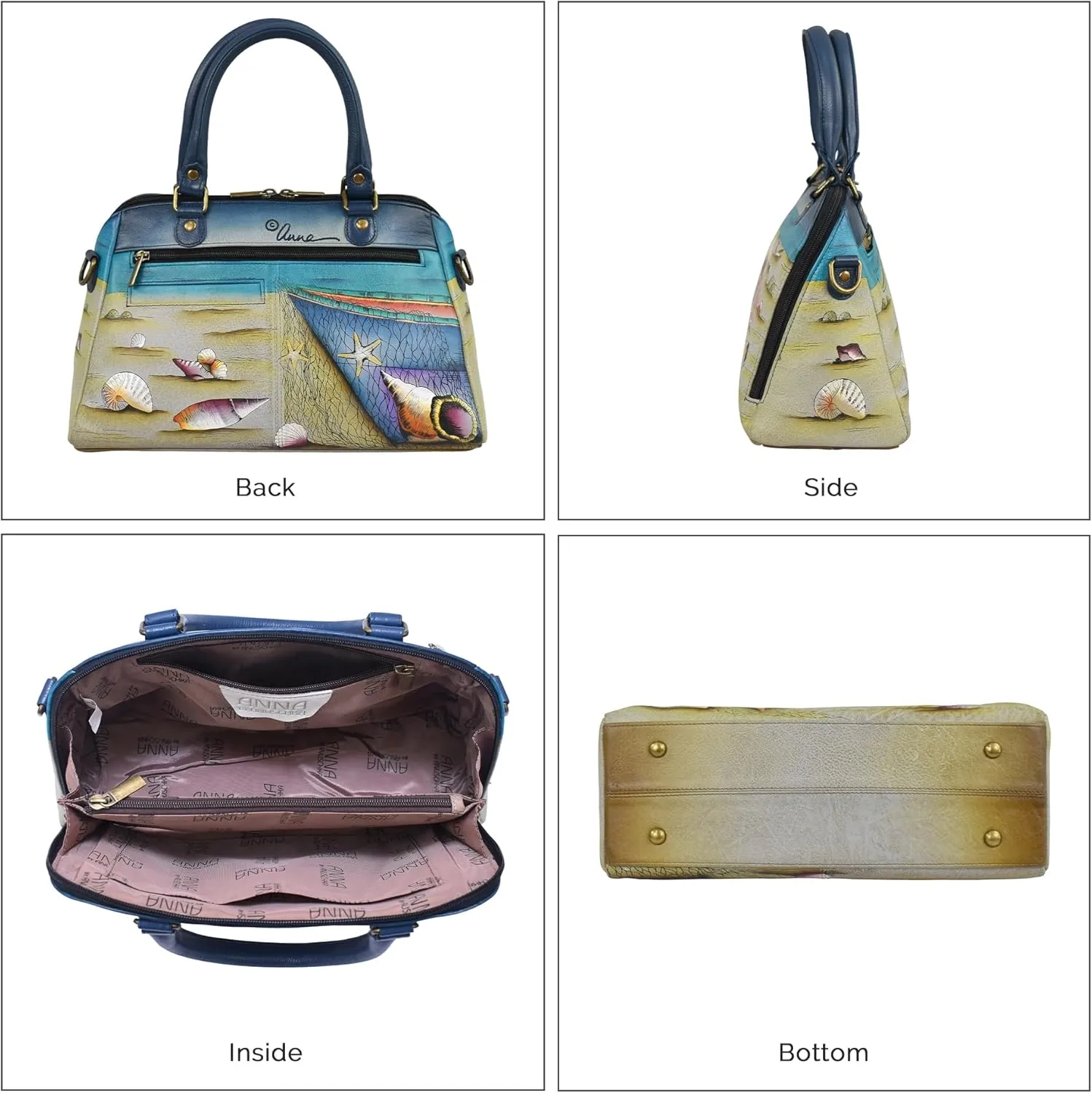 Anna by Anuschka Women's Hand-Painted Leather Wide Organizer Satchel