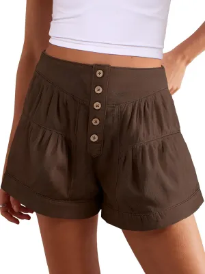 ANRABESS Women's Denim Shorts Summer Baggy High Waisted Flowy Wide Leg Buttons Pleated Casual Jean Shorts 2025 Fashion Skorts