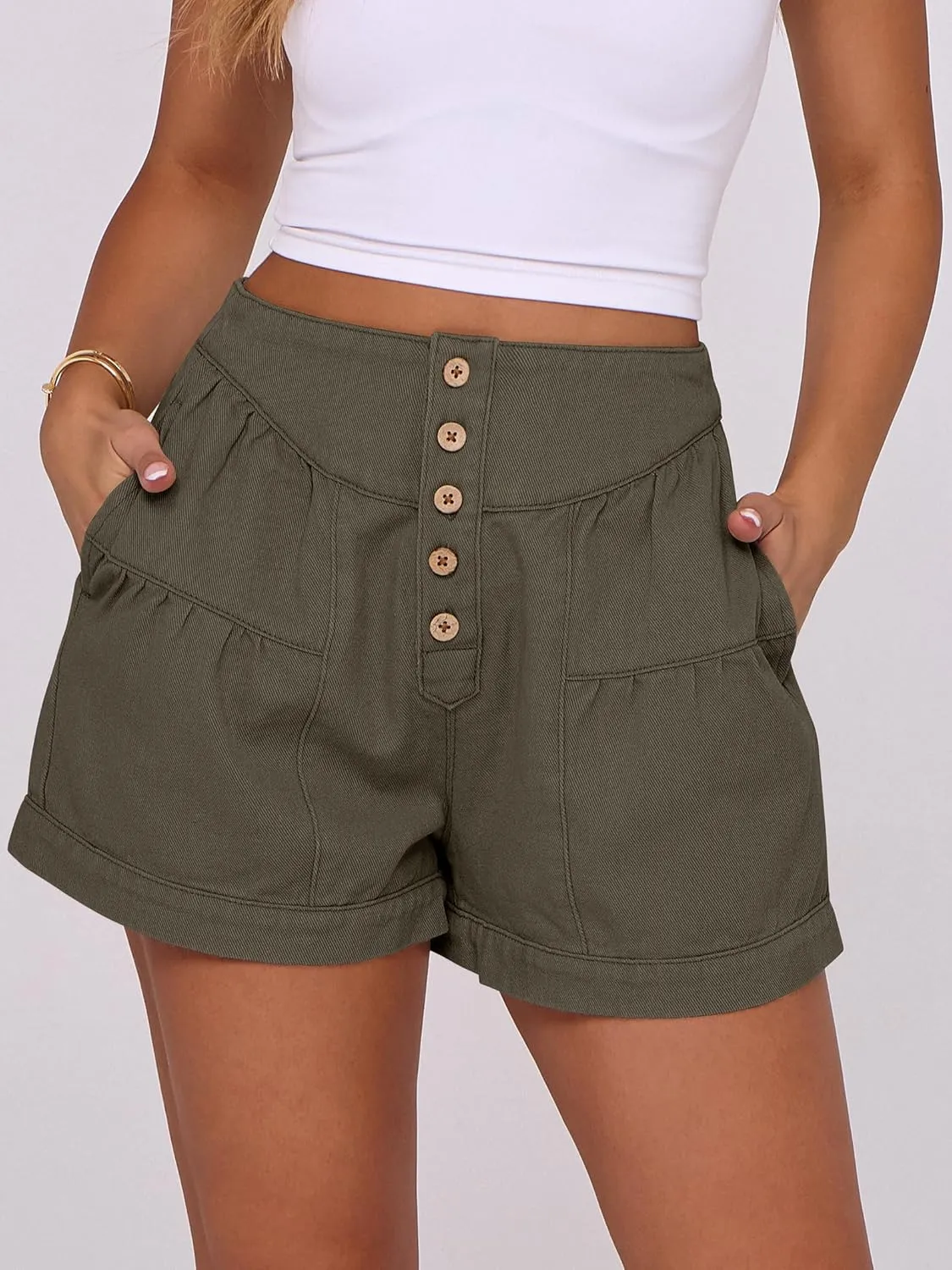 ANRABESS Women's Denim Shorts Summer Baggy High Waisted Flowy Wide Leg Buttons Pleated Casual Jean Shorts 2025 Fashion Skorts