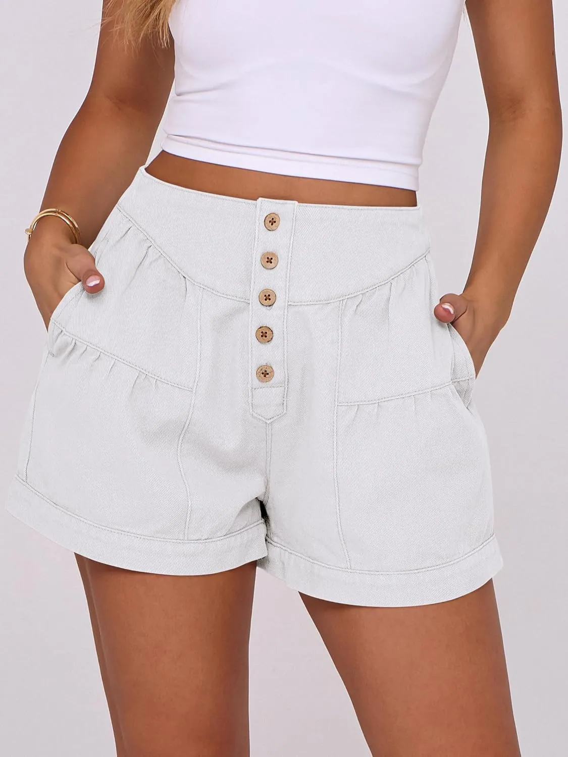 ANRABESS Women's Denim Shorts Summer Baggy High Waisted Flowy Wide Leg Buttons Pleated Casual Jean Shorts 2025 Fashion Skorts
