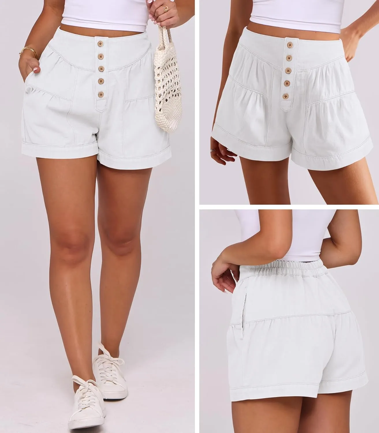 ANRABESS Women's Denim Shorts Summer Baggy High Waisted Flowy Wide Leg Buttons Pleated Casual Jean Shorts 2025 Fashion Skorts