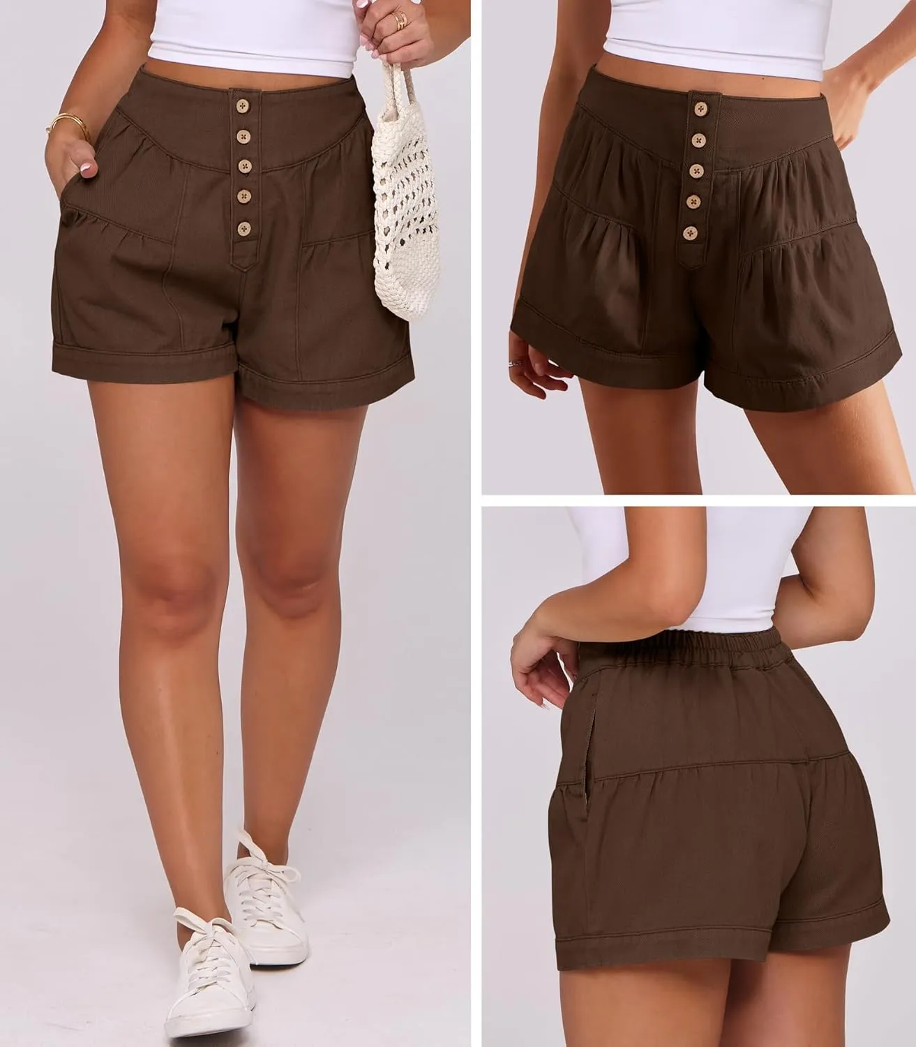 ANRABESS Women's Denim Shorts Summer Baggy High Waisted Flowy Wide Leg Buttons Pleated Casual Jean Shorts 2025 Fashion Skorts