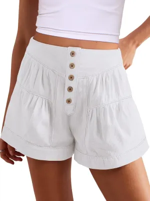 ANRABESS Women's Denim Shorts Summer Baggy High Waisted Flowy Wide Leg Buttons Pleated Casual Jean Shorts 2025 Fashion Skorts