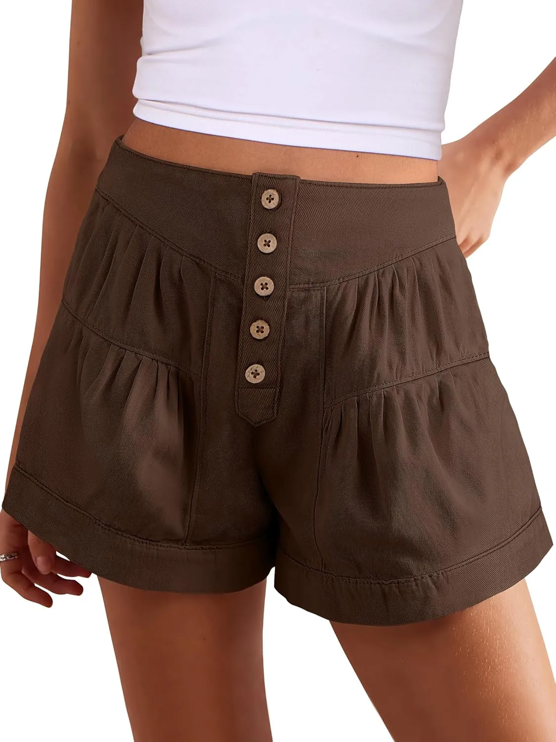 ANRABESS Women's Denim Shorts Summer Baggy High Waisted Flowy Wide Leg Buttons Pleated Casual Jean Shorts 2025 Fashion Skorts