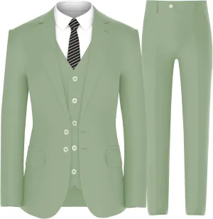 Antonio Uomo Men’s Suit Set – Slim Fit 3 Piece Blazer 2 Button Jacket Vest Pants Business Wedding Party Solid Dress Suits